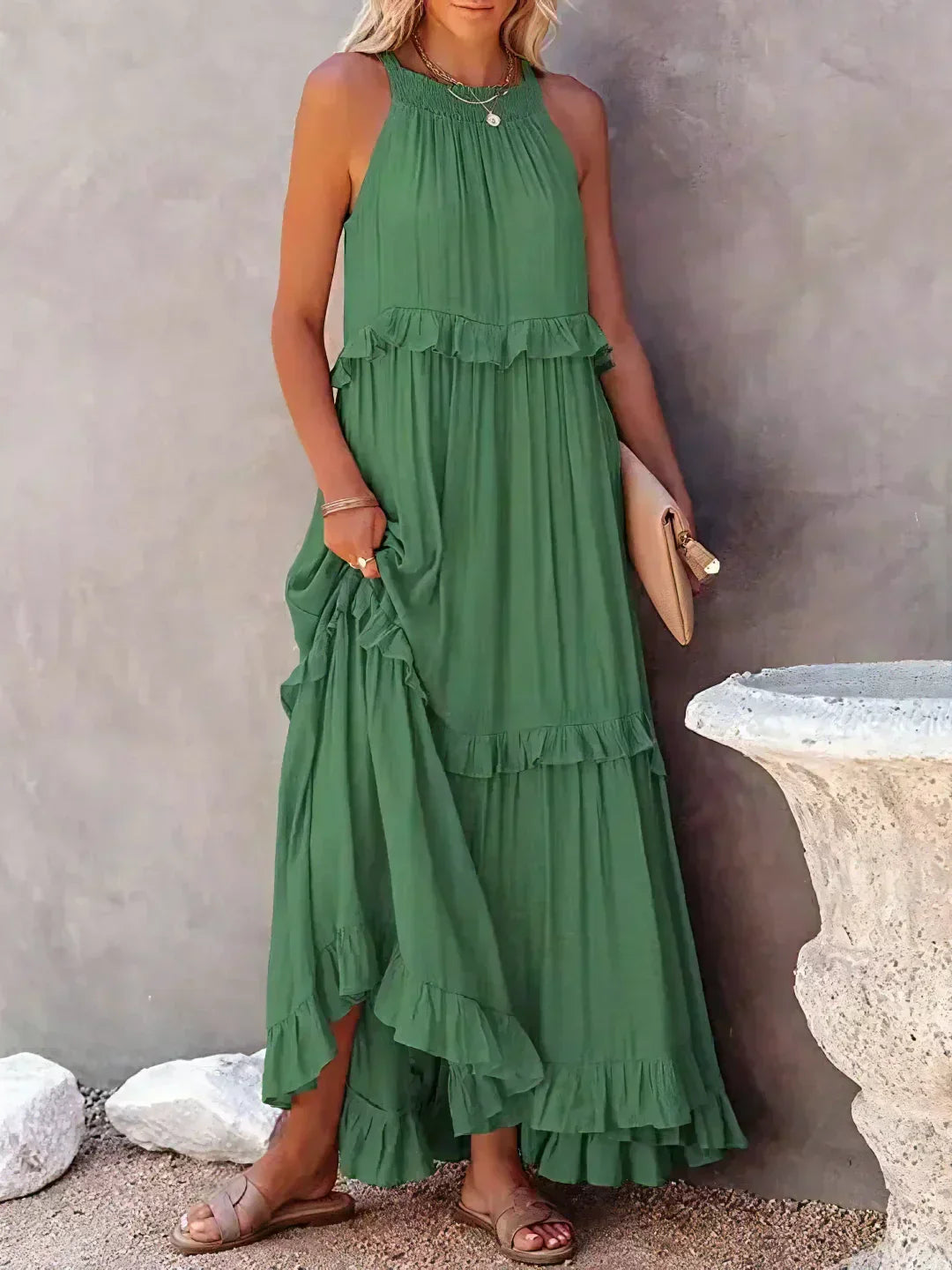 Santorini Ruffle Maxi Dress