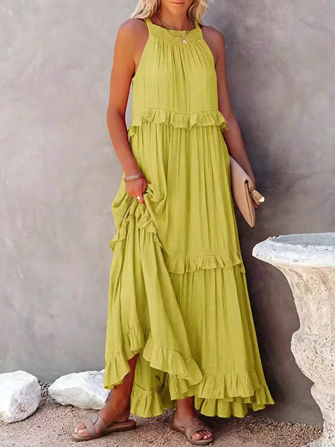 Santorini Ruffle Maxi Dress