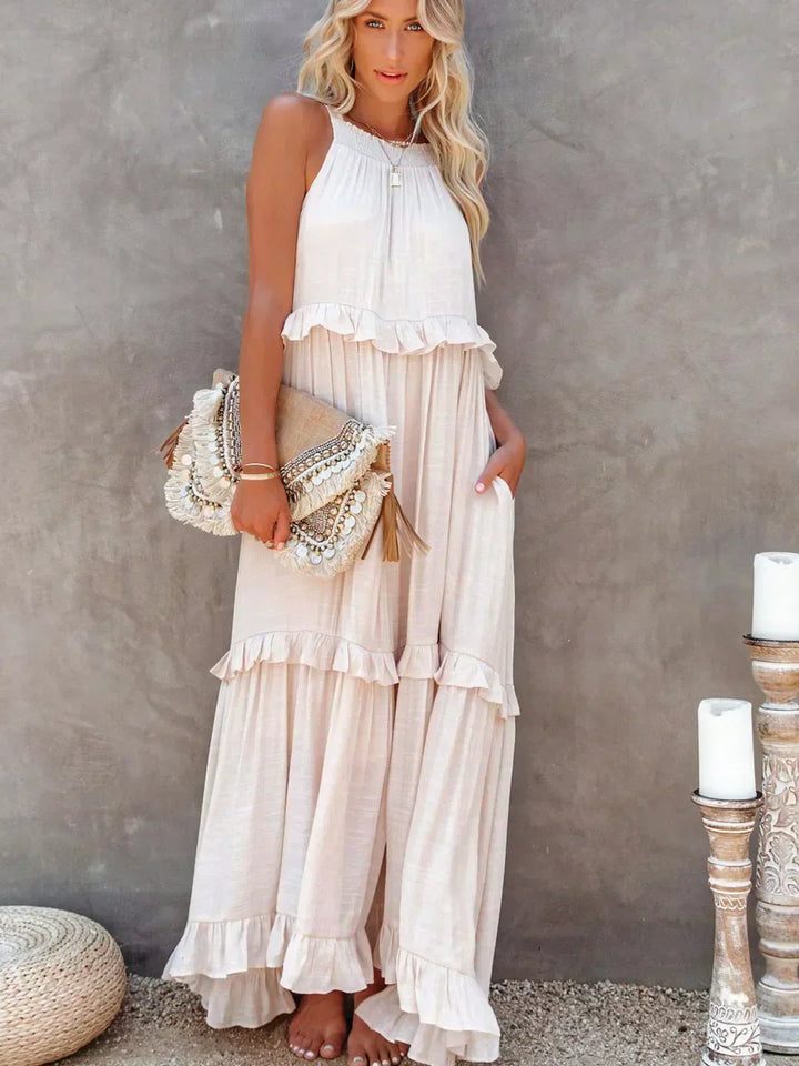 Santorini Ruffle Maxi Dress