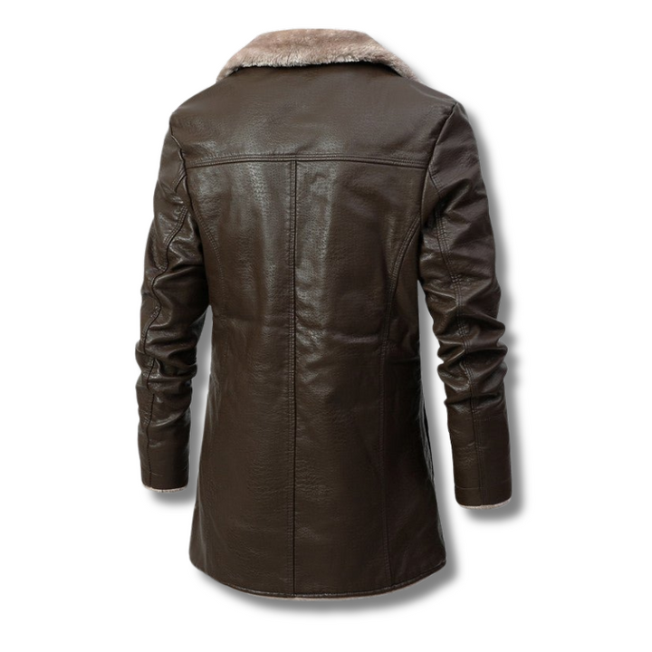 Frostbound Shearling-Lined Leather Coat