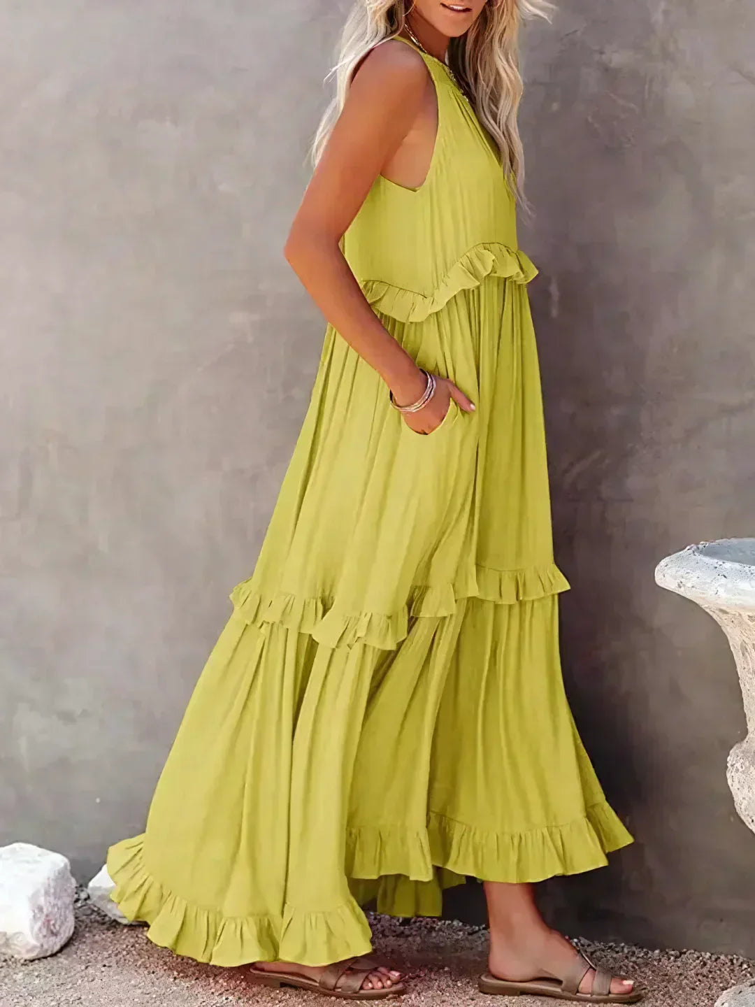 Santorini Ruffle Maxi Dress