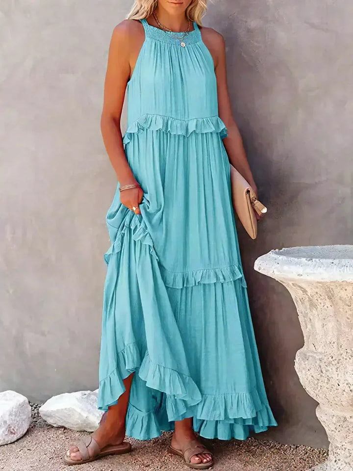 Santorini Ruffle Maxi Dress