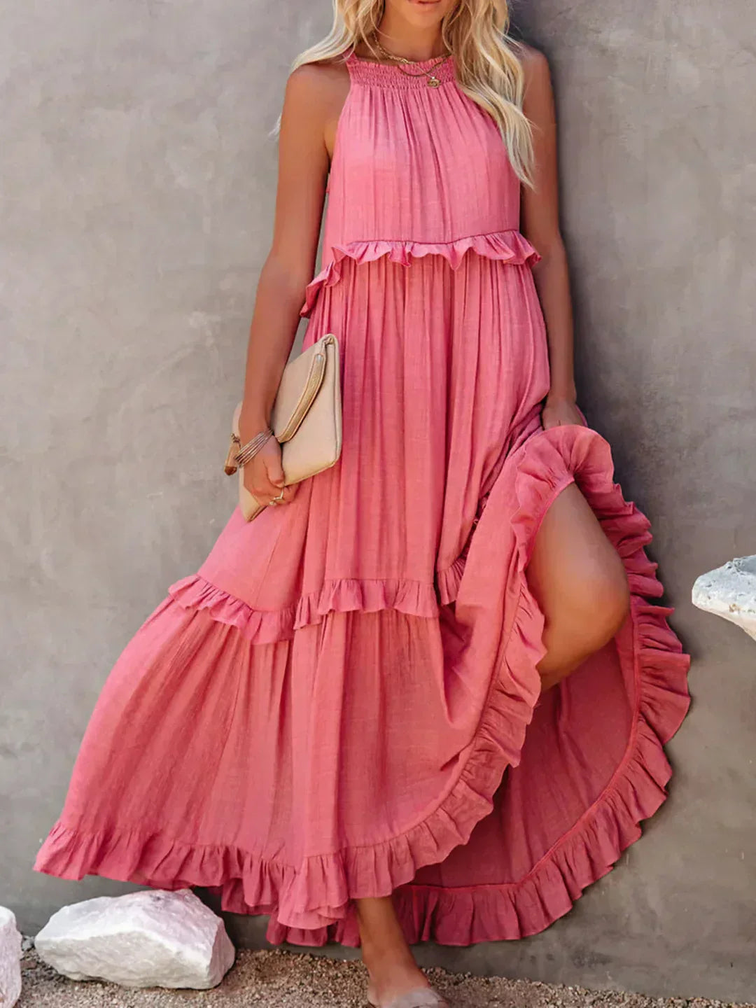 Santorini Ruffle Maxi Dress