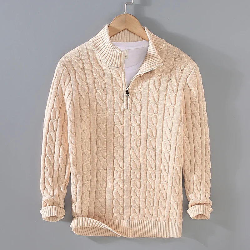 Luca Amalfi Cable-Knit Quarter-Zip Sweater