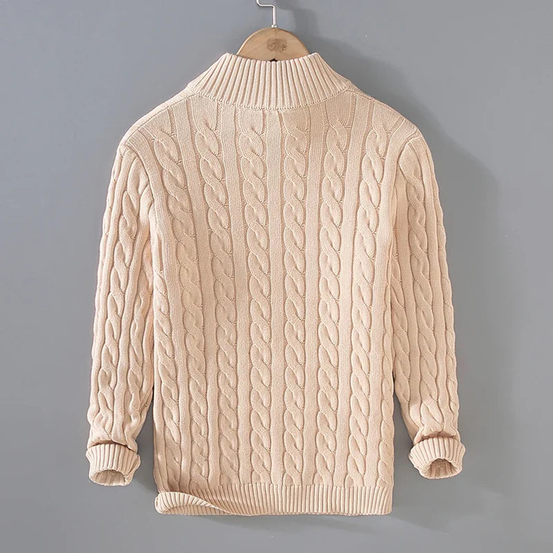 Luca Amalfi Cable-Knit Quarter-Zip Sweater