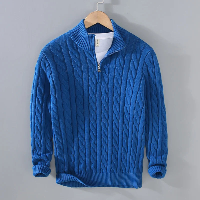 Luca Amalfi Cable-Knit Quarter-Zip Sweater