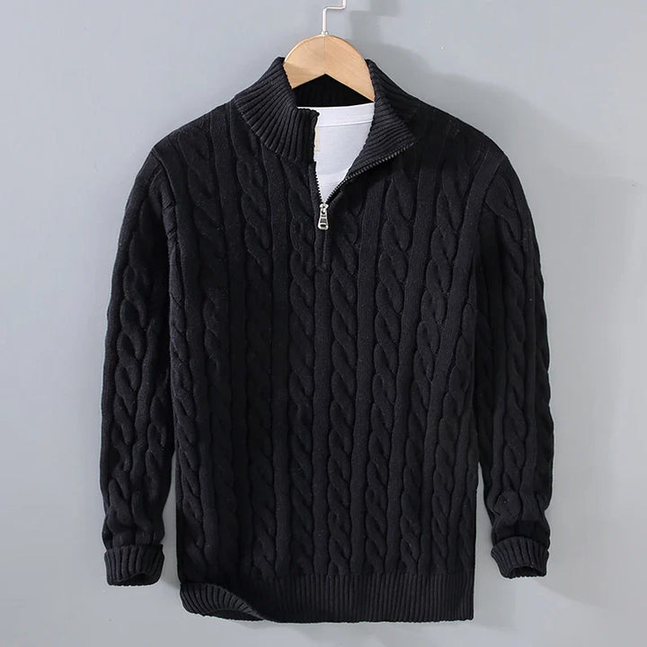 Luca Amalfi Cable-Knit Quarter-Zip Sweater