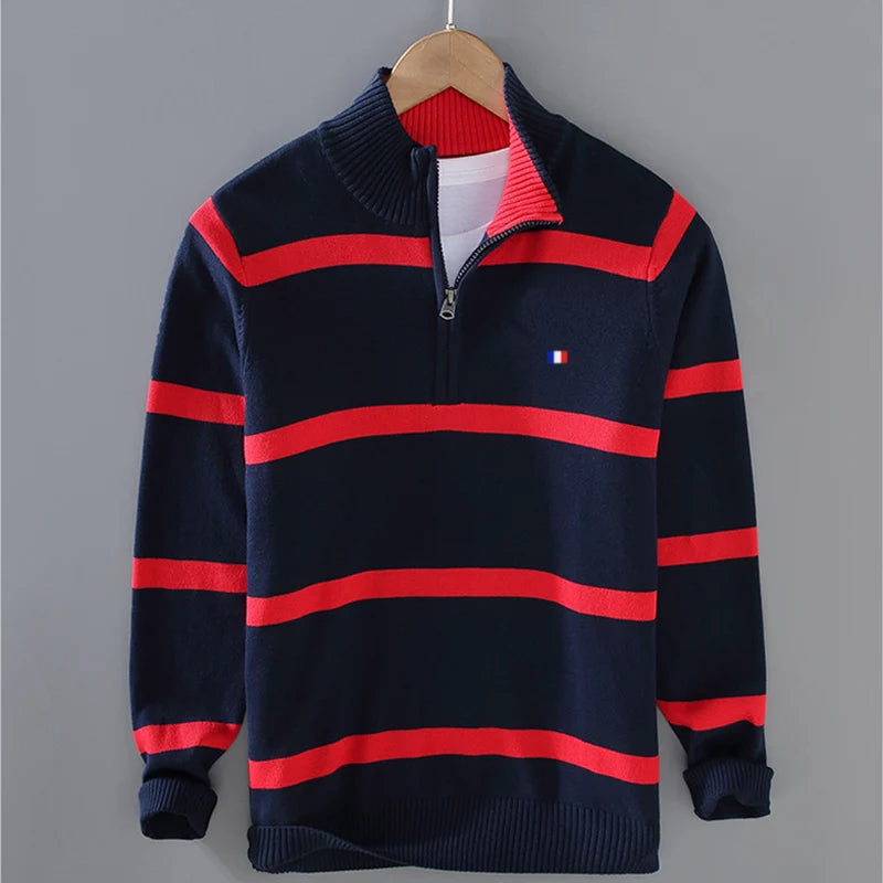 Riviera Stripe Zip-Up Pullover