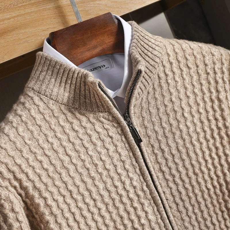 Bruno Textured Zip-Up Merino Cardigan