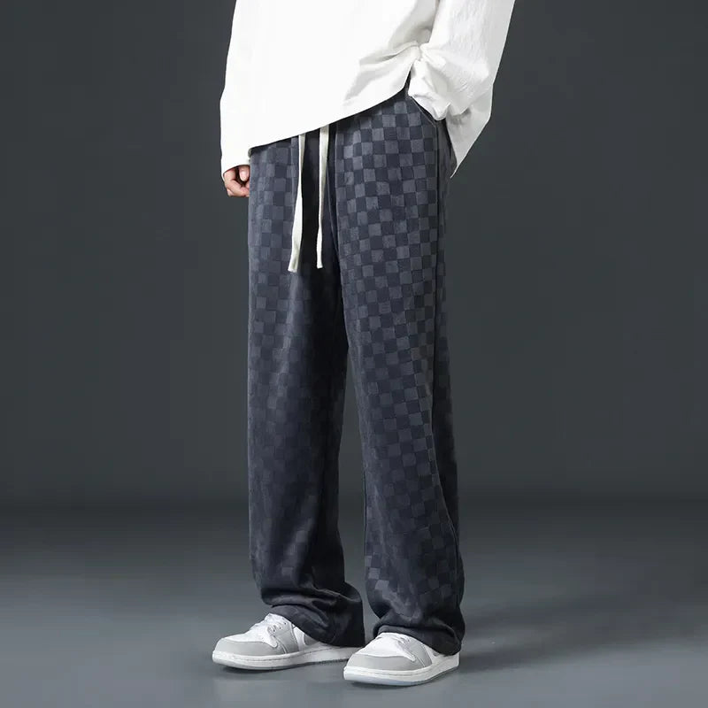 Checkered Corduroy Sweatpants