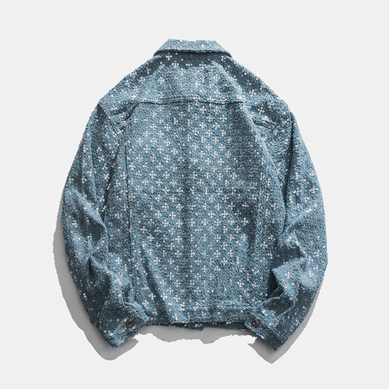 Radiant Denim Sequin Jacket