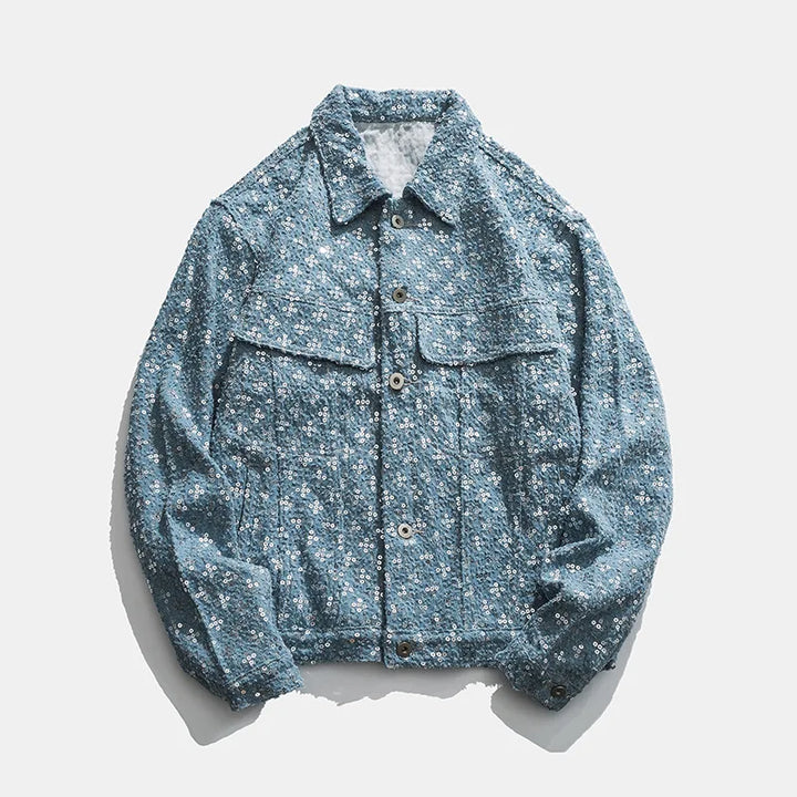 Radiant Denim Sequin Jacket