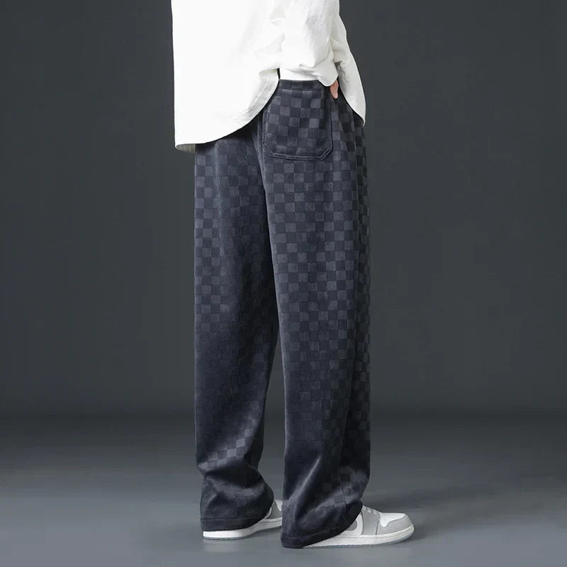 Checkered Corduroy Sweatpants