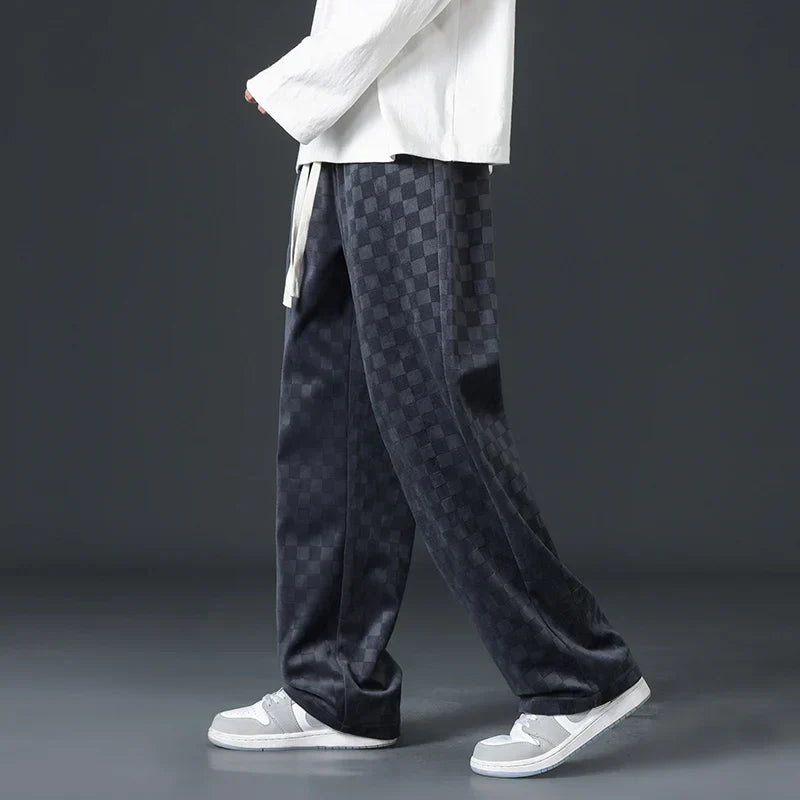 Checkered Corduroy Sweatpants