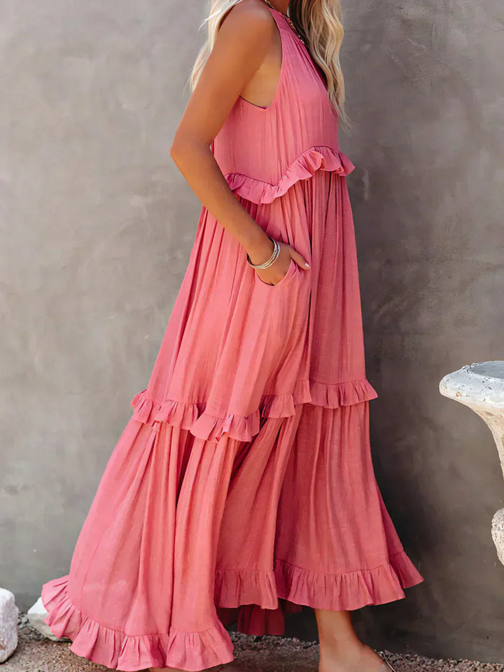 Santorini Ruffle Maxi Dress