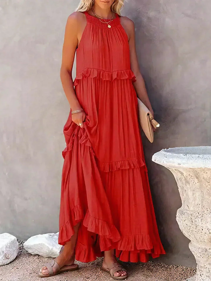 Santorini Ruffle Maxi Dress