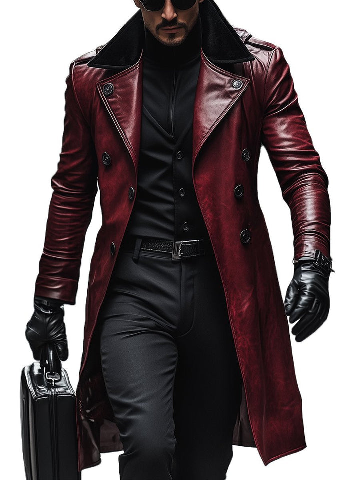 Crimson Imperial Leather Coat