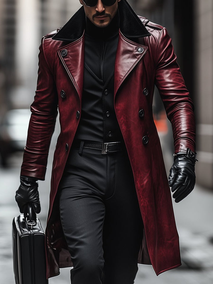 Crimson Imperial Leather Coat