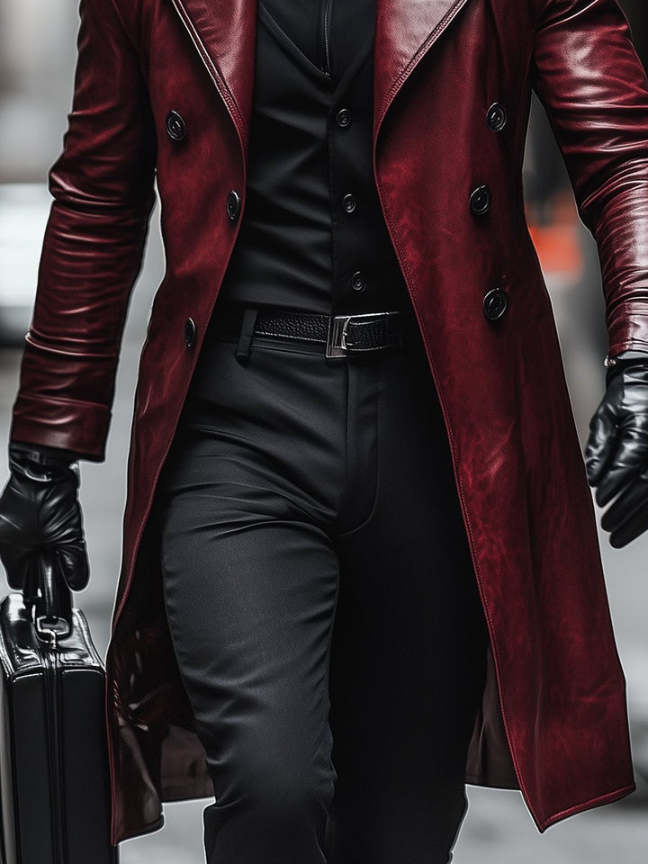 Crimson Imperial Leather Coat