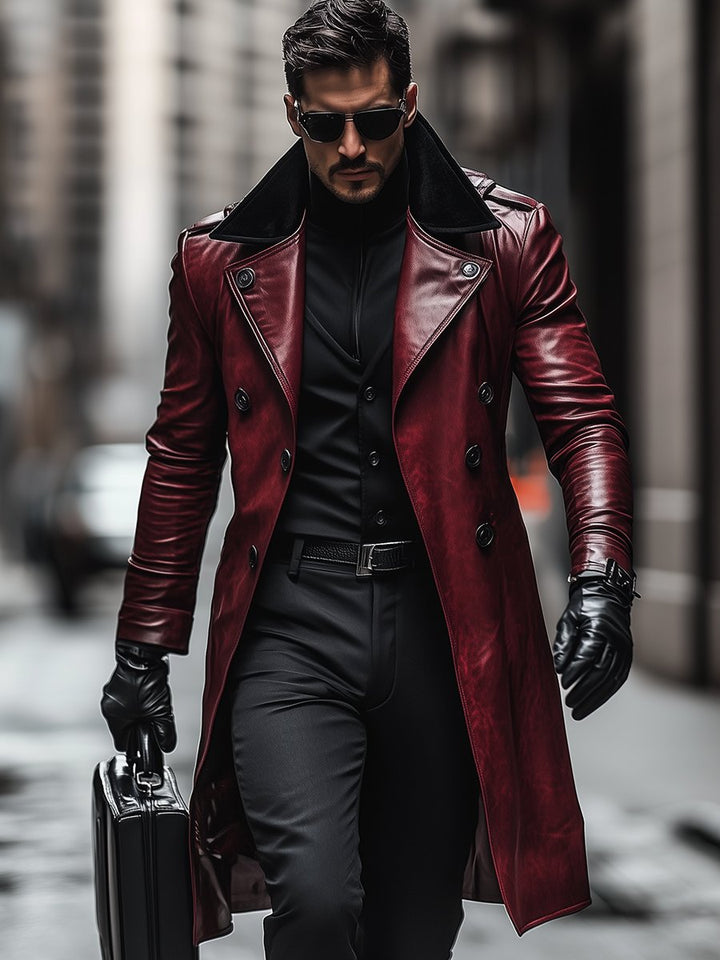 Crimson Imperial Leather Coat