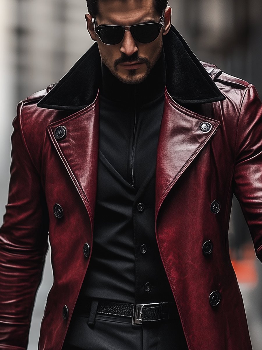 Crimson Imperial Leather Coat